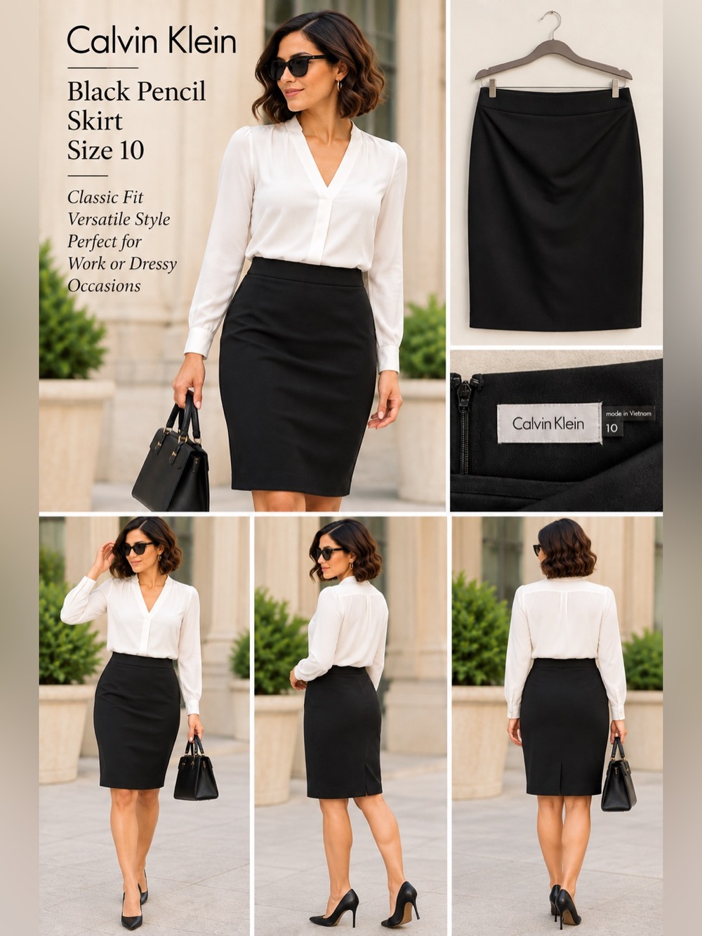1278 Calvin Klein Black Skirt Size 10